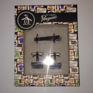 BRAND NEW! Original Penguin Cuff Links & Tie Clip